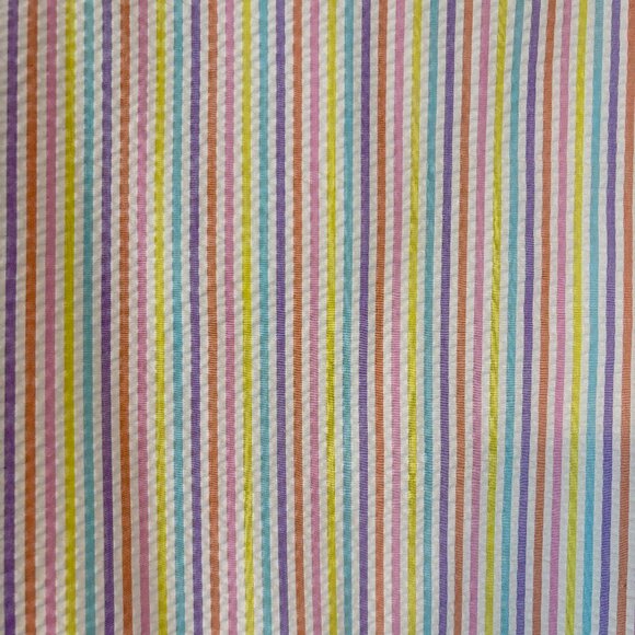 Adorable White Seersucker Jacket with Rainbow Pastel Striped‎ Jacket Womens - Picture 9 of 10